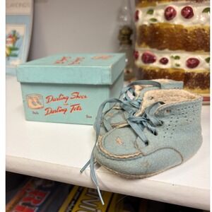 Darling Shoes Vintage Baby Booties First Walker Shoes with‎ Box Collectible